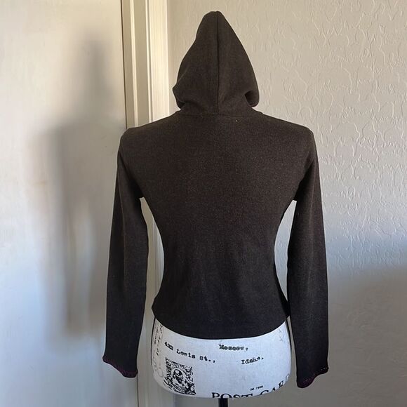 Free People Brown Zipper Closure Hoodie Sweater Casual Boho Feminine - Picture 3 of 9